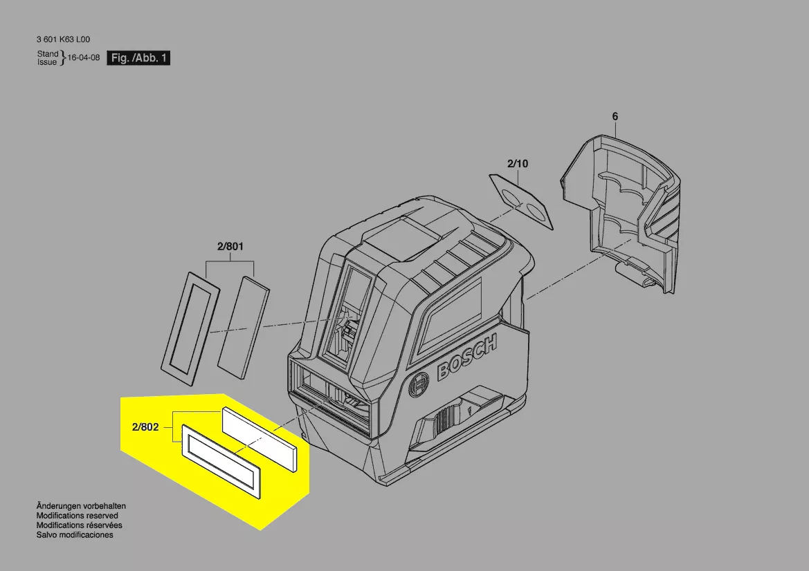 Fenêtre laser réf. 1 607 000 C9S Bosch